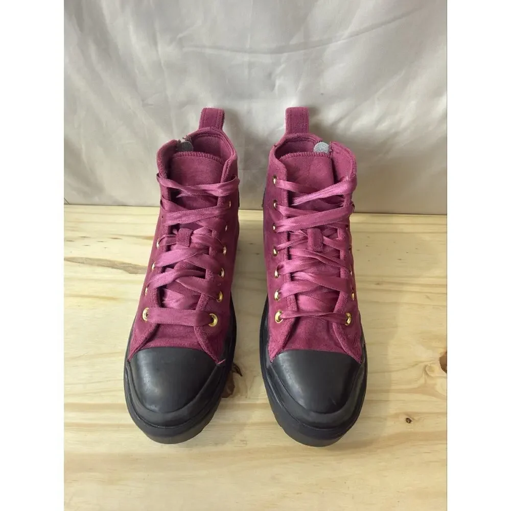 Converse Chuck Taylor Lugged High Top Platform Velvet Berry Big Kids Size 3.5